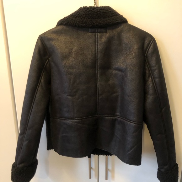 Sebby Faux Shearling Lined Biker Jacket- Black- Large - Picture 2 of 4